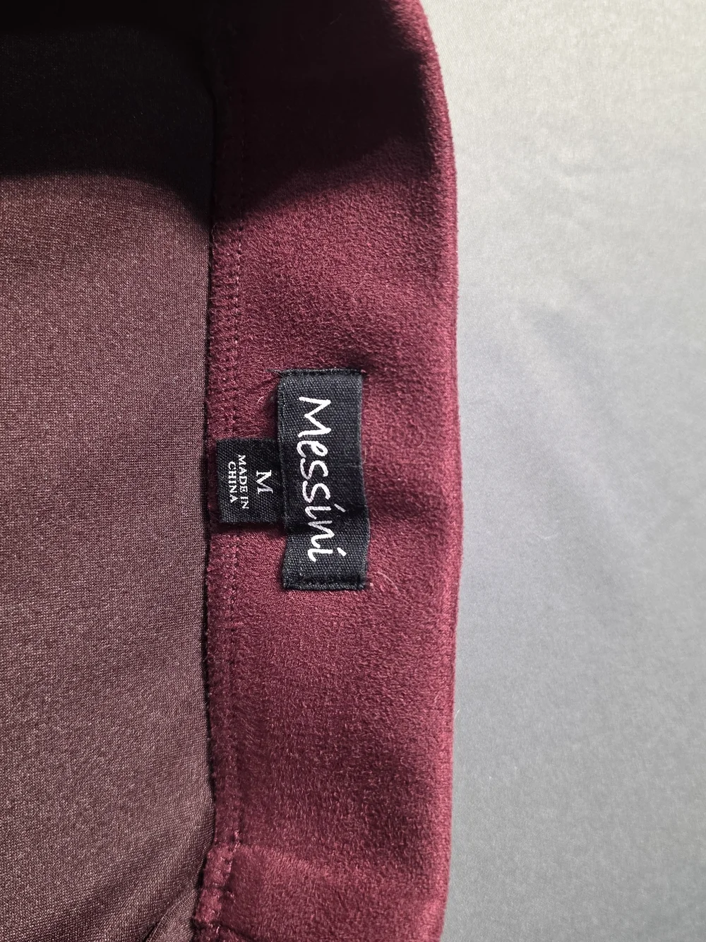 Messini Women's Burgundy Mermaid Flare Skirt – Size Med– Soft Stretch Faux Suade